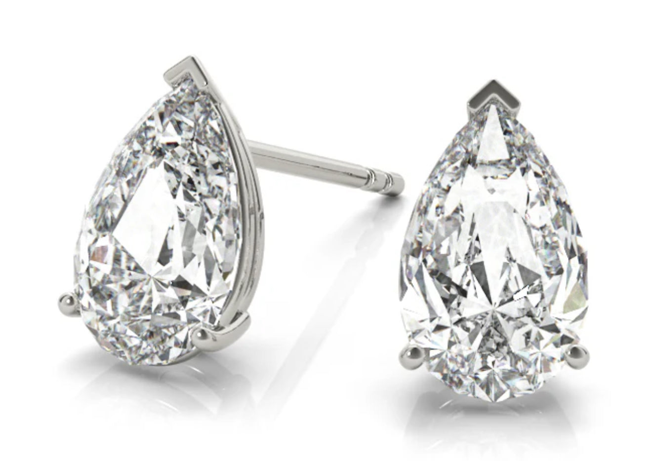 2 carat each (4 ctw) Pear Shaped Diamond Earrings