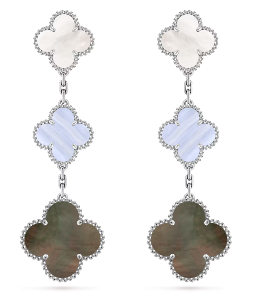 V Inspired 3 Motif Magic Clover Earrings