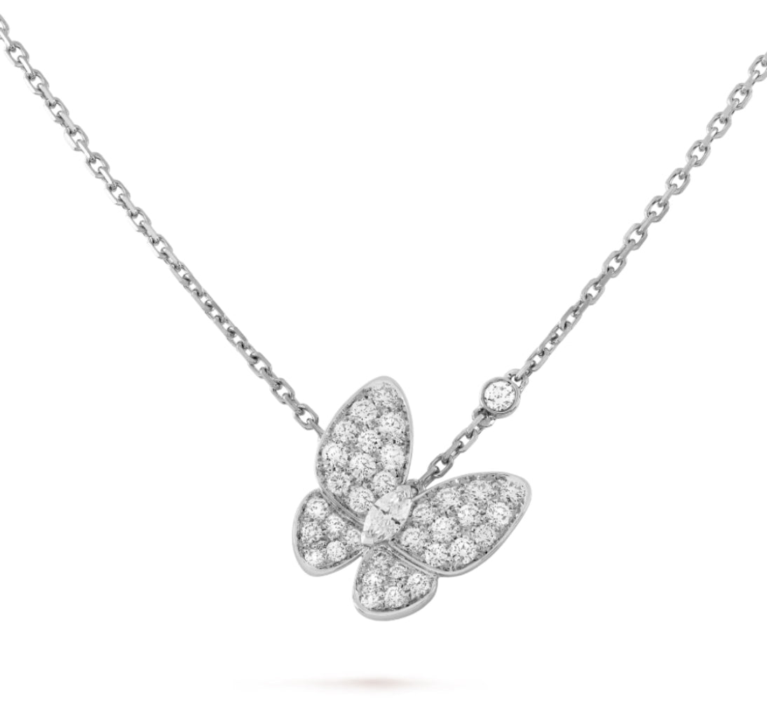 V Inspired Butterfly Diamond Pendant