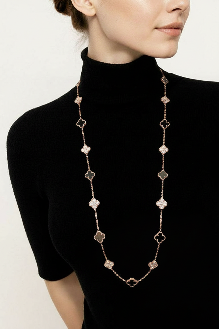 Custom 20 Motif Clover Diamond Necklace